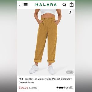Halara super soft corduroy pleated button pants